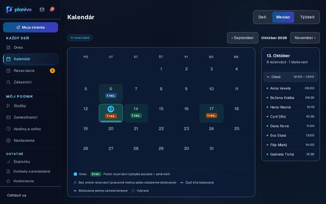 Kalendár Planiva na notebooku
