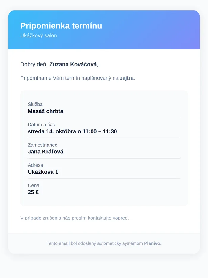 Pripomienka termínu v e-maile na tablete